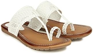 Shoetopia Women’s Kolhapuri Flats – Handwoven Bunai Sandals with Toe Loop | Ethnic Slip-On Chappals for Casual Festive