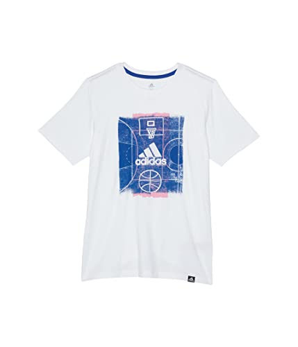 adidas Boys' Short Sleeve Graphic Tee T-Shirt (Small, White)