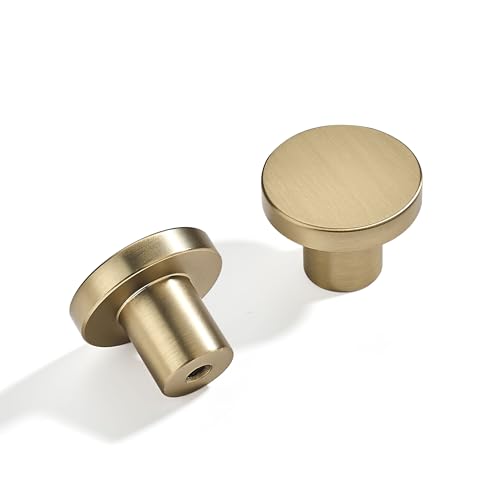 khtumeware 10 Pack Champagne Bronze Cabinet Knobs - 1-1/5 Inch Brushed Gold Round Drawer Pulls for Kitchen Cabinet Hardware Dressers Knobs and Closets
