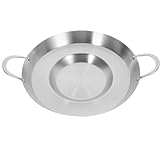 JECOMPRIS Sartén de Acero Inoxidable de 38 Cm, Wok Cóncavo Multifunción para Freír y Cocinar, Sartén Plana Resistente para Hogar y Camping, Freidora de Alimentos y Comal Redondo
