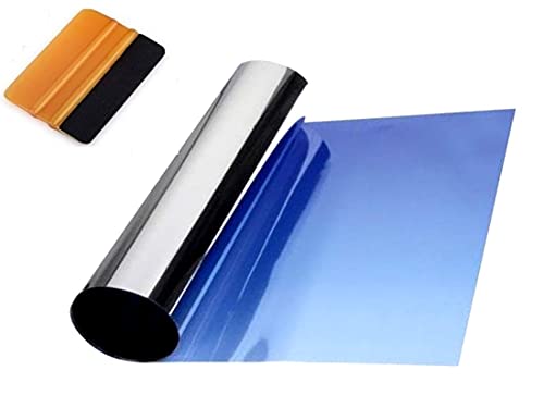 Bandeau Bleu Pare Soleil Film a Poser sur Pare Brise Couleur graduelle Transparente Effet fumé de Teinte sans Reflets Non metalise. Application Interieure en Haut pour ombrage et Filtration Cover