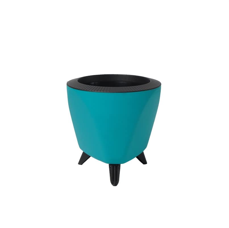Image of Garden Art (Pack of 2 Indoor Outdoor Self Watering Planter Home Living Room Office Tabletop Decorative Plastic Flower Pot 5.1 Inch (Teal,2) PPLAT