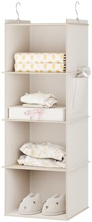 YOUDENOVA Hanging Closet Organizer, 4-Shelf Closet Hanging Storag...