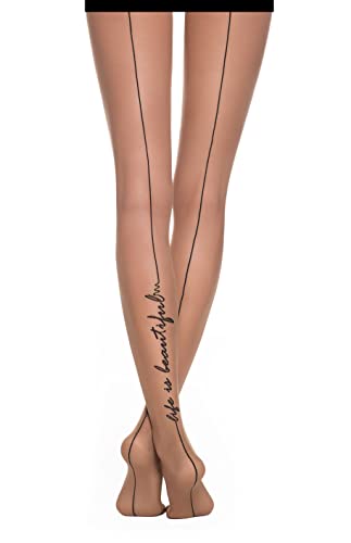 Sveva Martini Collant femme avec Riga - Chaussettes spéciales fantaisie Sexy avec ligne arrière, Ruby Bronze 20 Den, L Cover