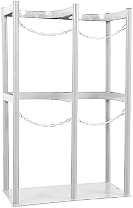 Heavy-Duty Propane Tank Holder - Steel Nitrogen Cylinder Mount with Safety Chain & Screws - Secure & Durable Frame for Outdoor Gas Tanks - Fits Most Sizes