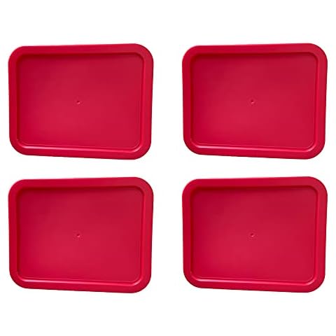 Replacement Lid for Pyrex Plastic Red Cover 11 Cup Bowl Dish Rectangle 7212-PC (4-Pack) Cover
