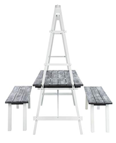 Safavieh Pat6761B Outdoor Collection Willamy Ash Grey 3-Piece Dining Set, Dark Slate Gray/White #TOP4