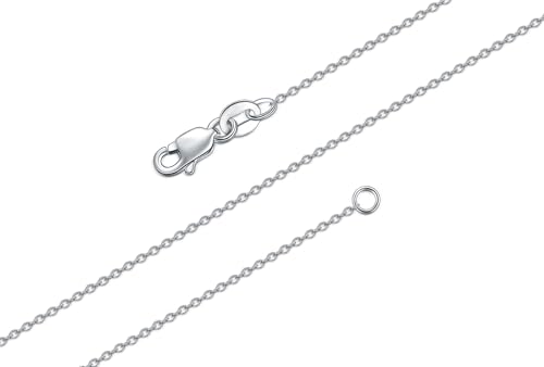BORUO Waterproof 14K White Gold Plated Stainless Steel Cable Chain Necklace | Non Tarnish Silver Necklace 1mm with Lobster Claw Clasp 18 Inch