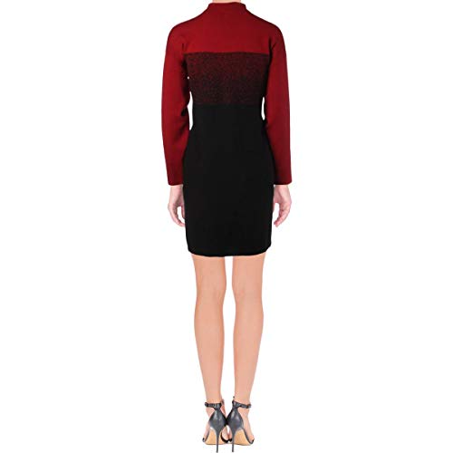 Robe pull col montant Anne Klein L bicolore noir et rouge - 4