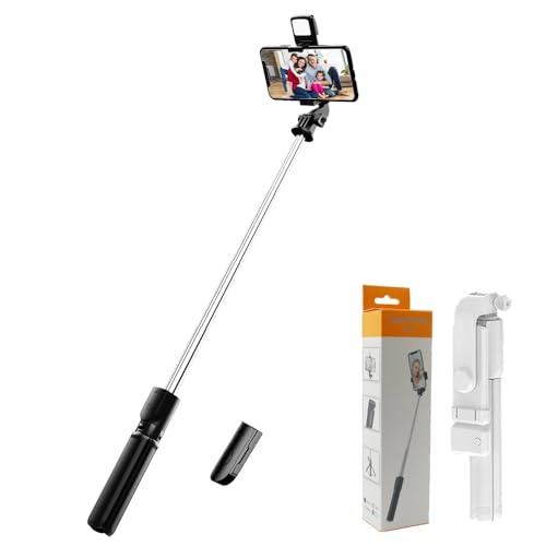 Foldable Selfie Stick Tripod for iPhone, Extendable Mobile Phone Stand with Wireless Remote, Compatible with All Phones, Ideal Camera Tripod for Travel Photography