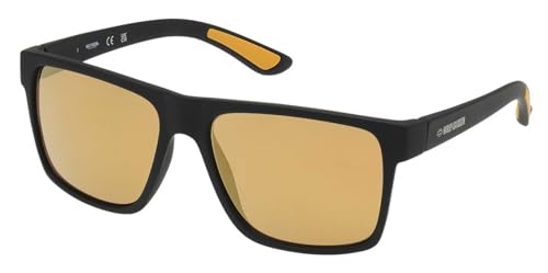 Harley-Davidson Men's Navigator Sunglasses Black Texture Frame Brown Mirror Lens