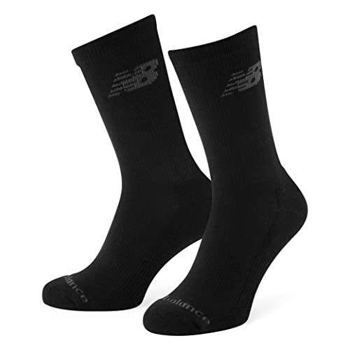 New Balance Unisex 3 Pack Crew Socks, Black, M UK