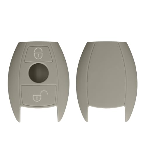kwmobile Autoschlüssel Silikon Hülle kompatibel mit Mercedes Benz 2-Tasten Autoschlüssel (nur Keyless Go) - Schlüsselhülle in Grau