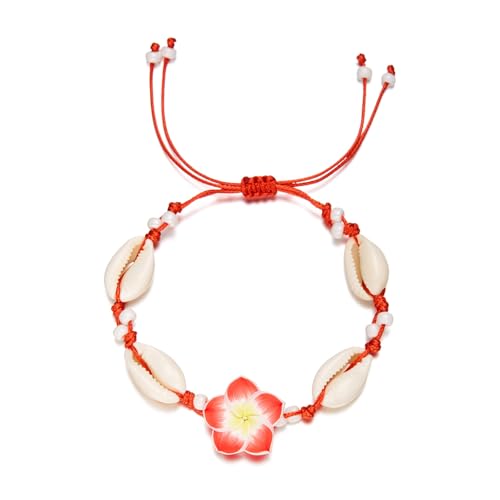 Image of Caiyao 2pcs Lovely Hawaiian Plumeria Rubra Anklet Bracelet Tropical Flower Bohemia Luau Beach Party Accessories for Women