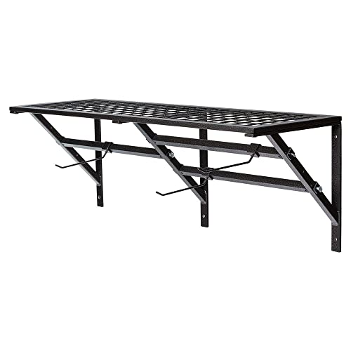 EASY-UP Pro Series Mounted Shelf with Adjustable Hanging Bars | Adjustable Hanging Bars | Versatile Use | Large Storage Shelf | Durable Rust-Resistant Finish | Holds Up to 55lbs |