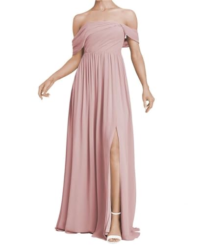 SAYNO Abiti da damigella d'onore con abiti da sera formali in chiffon A-Line, Rosa antico., 48