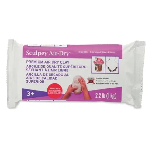 Image of Sculpey Air-Dry, Premium Air Dry Clay, Bright White, No Baking Required, 2.2 lb. (1 kg), Pack of 3, 6.6 lbs. Total