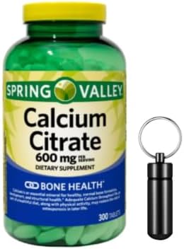Calcium Citrate 600mg Supplement, 300 Count, High Absorption Tablets for Bone Health with Pill Holder