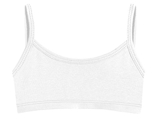 City Threads Girls Training Bra Soft Cotton Made in USA (White, 16Y)