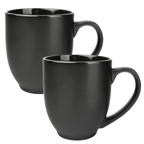 Schramm® Kaffeetassen Set schwarz aus Porzellan wählbar 2, 4 oder 6 Stück 460 ml Kaffeebecherset Kaffeebecher Keramik mit Henkel 2er, 4er oder 6er Set, Anzahl:2 Stück