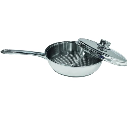 Artame ART91927 NORDICO, Sartén con tapa Ø 26 cm, cacerola Inox, triple fondo, mango resistente al calor, base de nido de abeja antiadherente, todo tipo de fuegos, incluso inducción, acero inoxidable
