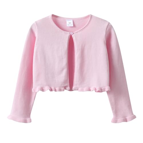Image of LYZOURBB Baby Girls Long Sleeve Knitted Frilly Bolero Cardigan Shrug 1-13Y