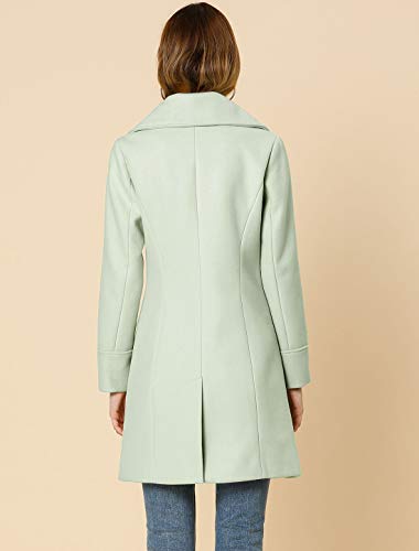 Allegra K Women's Elegant Overcoat Notched Shawl Collar Single Breasted Outerwear Winter Long Coat Small Green #TOP4