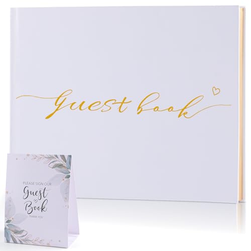XKDOUS Elegant Wedding Guest Book with Gold Foiled Cover and Lined Pages 7”x 9” Wedding Guestbook for Wedding Reception, Birthday, Baby Shower, Bridal Shower and Special Events