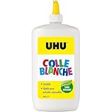 UHU Colle Blanche   Colle Multi Matériaux Loisir Créatif   Sans Solvants   Formule Adaptée Pour Les Enfants   Lavable À L'Eau   Spatule Intégrée   Bouteille 480 g