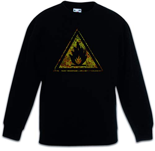 Pullover enfant Urban Backwoods Caution Flammable sweat noir à manches longues