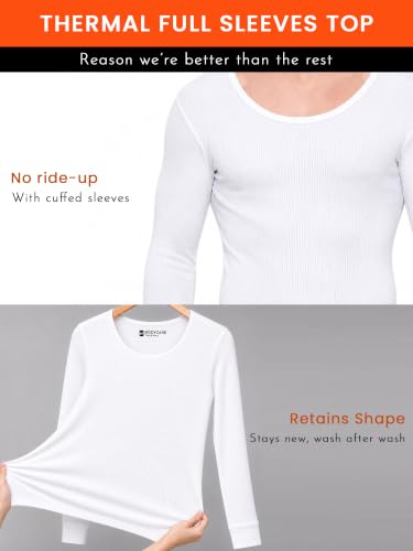 Image of BODYCARE Men's Round Neck Thermal Top | Full Sleeve Winter Innerwear | Soft Cotton Rib Fabric with Silicone Wash | Warm Thermal Vest for Men
