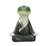 Fcyonixee Zen Snake Figurine Statue, Mediation Yoga Room Decor, Ancient Chinese Snake Resin Ornament for Luck Wealth, Feng Shui Spiritual Sculpture for Home, Office, Shelf, Desktop Decoration (Green)