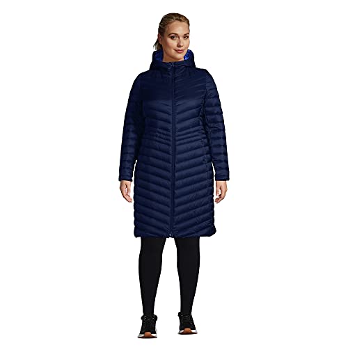 Lands' End Womens Ul Packable Down Coat Deep Sea Navy Regular X-Large #TOP6