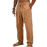 Ozmmyan Summer Linen Pants Men Casual Drawstring...