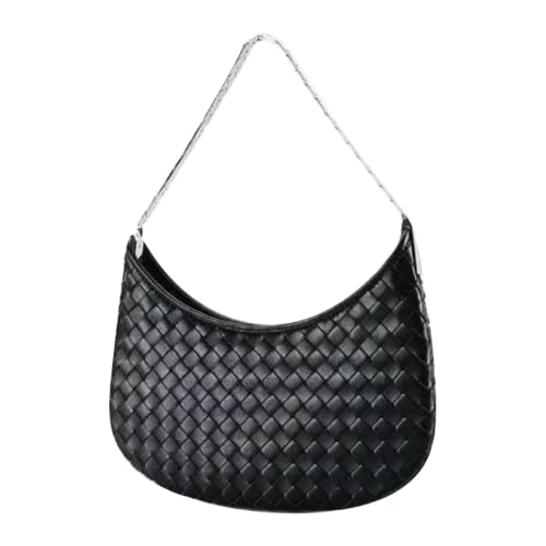 Image of Woven Leather Tote Bag For Women Crossbody Shoulder Bag Large Hobo Handbags Vegan Female Bag Vegetable Basket
