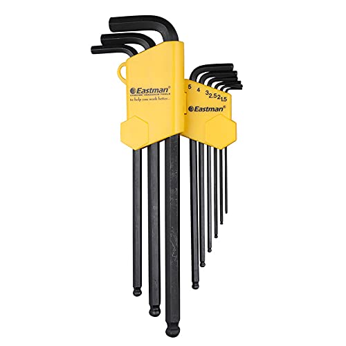 Eastman Hex Allen Keys, Set Of 9 Pcs, 1.5 To 10 Mm, Short Pattern, Chrome Vanadium Steel, Champhered Heads, Black Finish - EAK-2406