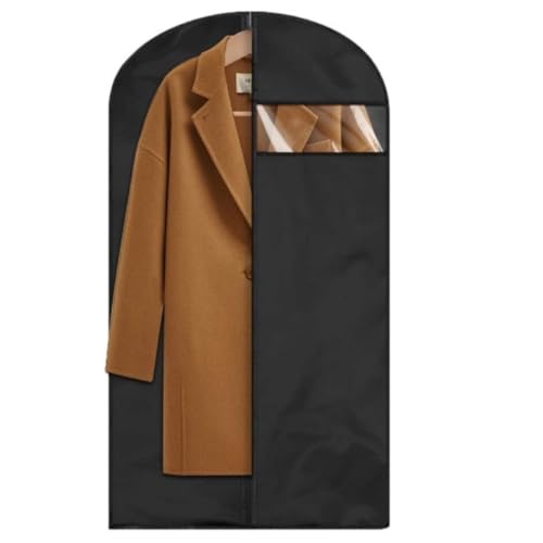 Habrur Clothes Cover 5 Pack Dress Bag With Clear Window Garment Bag Long Foldable Hanging Dress Covers Suit Bags (Color : Black, Size : 60 * 150cm)