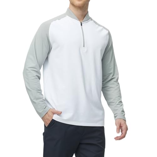 M MAELREG Quarter Zip Pullover Men Moisture Wicking Micro Fleece Performance Raglan Collarless Golf Sweatshirts for Men