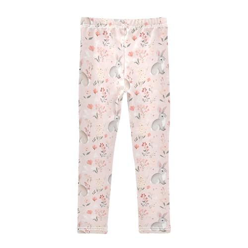 Cute Rabbits Girls Leggings,Workout Leggings for Girls Toddler Athletic Leggings Size for 3-10T2