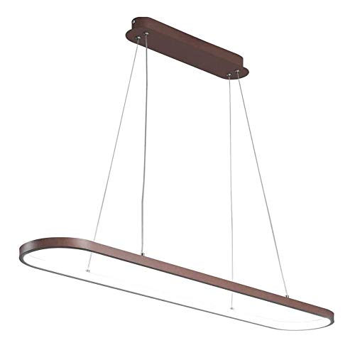 FLYFO LED Pendelleuchte Dimmbar Esstisch Hängendes Licht Deckenleuchte Metall Aluminium Kieselgel Lampenschirm L90cm Schlafzimmer Wohnzimmer Büro Hotel Leuchter 44w,Braun Cover