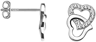 SOFIA MILANI - Women's Earrings 925 Silver - with Zirconia Stones - Heart Stud Earrings - 20481