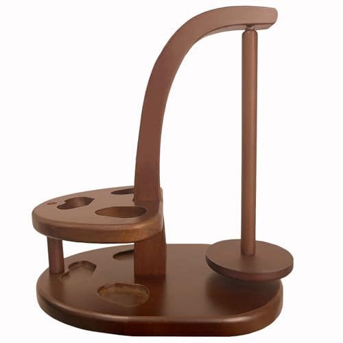 Yarn Holder for Crocheting, Wooden Yarn Ball Holder, Yarn Spinner with Magnetic, Pendulum Yarn Dispenser, Crochet Gift for Knitting Lovers (Upgraded Brown)