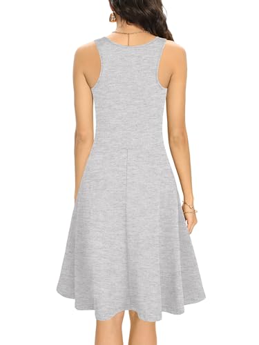 Image of Missufe Women's Sleeveless Racerback Flared Casual Plain Tank Dress