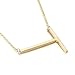 MOMOL Sideways Initial Necklace 18K Gold Plated Stainless Steel Large Big Letter T Pendant Necklace Script Name Monogram Necklaces for Women (T)