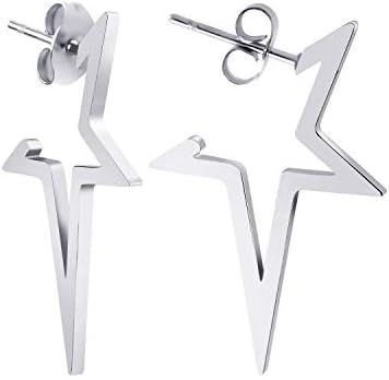 555Jewelry Stainless Steel Shooting Stars Hypoallergenic Stud Earrings for Girls, Edgy Star Earrings for Women, Nickel Free Stud Earrings for Women, Skin Friendly Stud Earrings, Silver