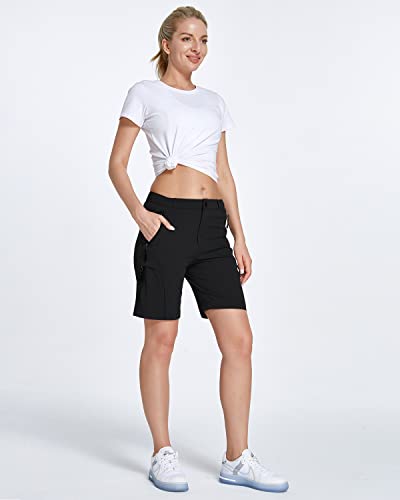 Vayager Women's Lightweight Hiking Cargo Shorts Quick Drying Travel Athletic Golf Summer Shorts With Zipper Pockets Black #TOP4