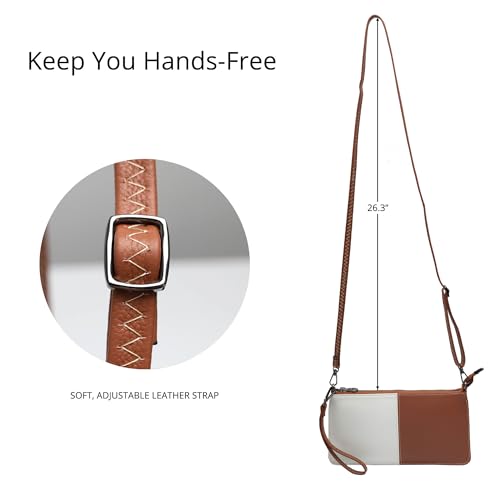 Image of Bveyzi Genuine Leather Wristlet Purses for Women, Envelope Clutch Wallet Small Crossbody Bags for Dressy Evening