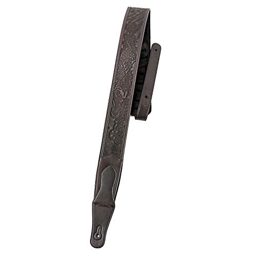 Walker & ‿Williams LIE-14 Sangle rembourrée pour guitare Marron foncé avec outil en relief - Les Beatles, Paul McCartney, John Lennon, RIngo Starr, George Harrison Walker & ‿Williams LIE-14 Sangle rembourrée pour guitare Marron foncé avec outil en relief – Image 3