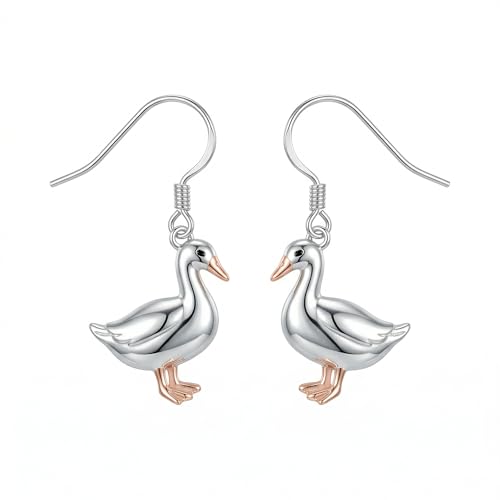 Boucles d'oreilles oie argent sterling 925 cadeau femme anniversaire