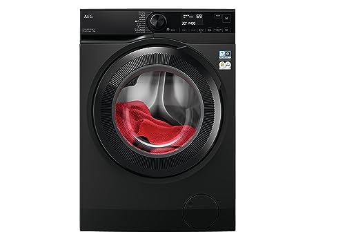 AEG LFR7394V4B Lavadora de Carga Frontal 9 Kg, 1400rpm, Libre Instalación, Motor Inverter, Programa Rápido, Función Vapor, Display LCD XXL, Bloqueo infantil, Negro, Clase A